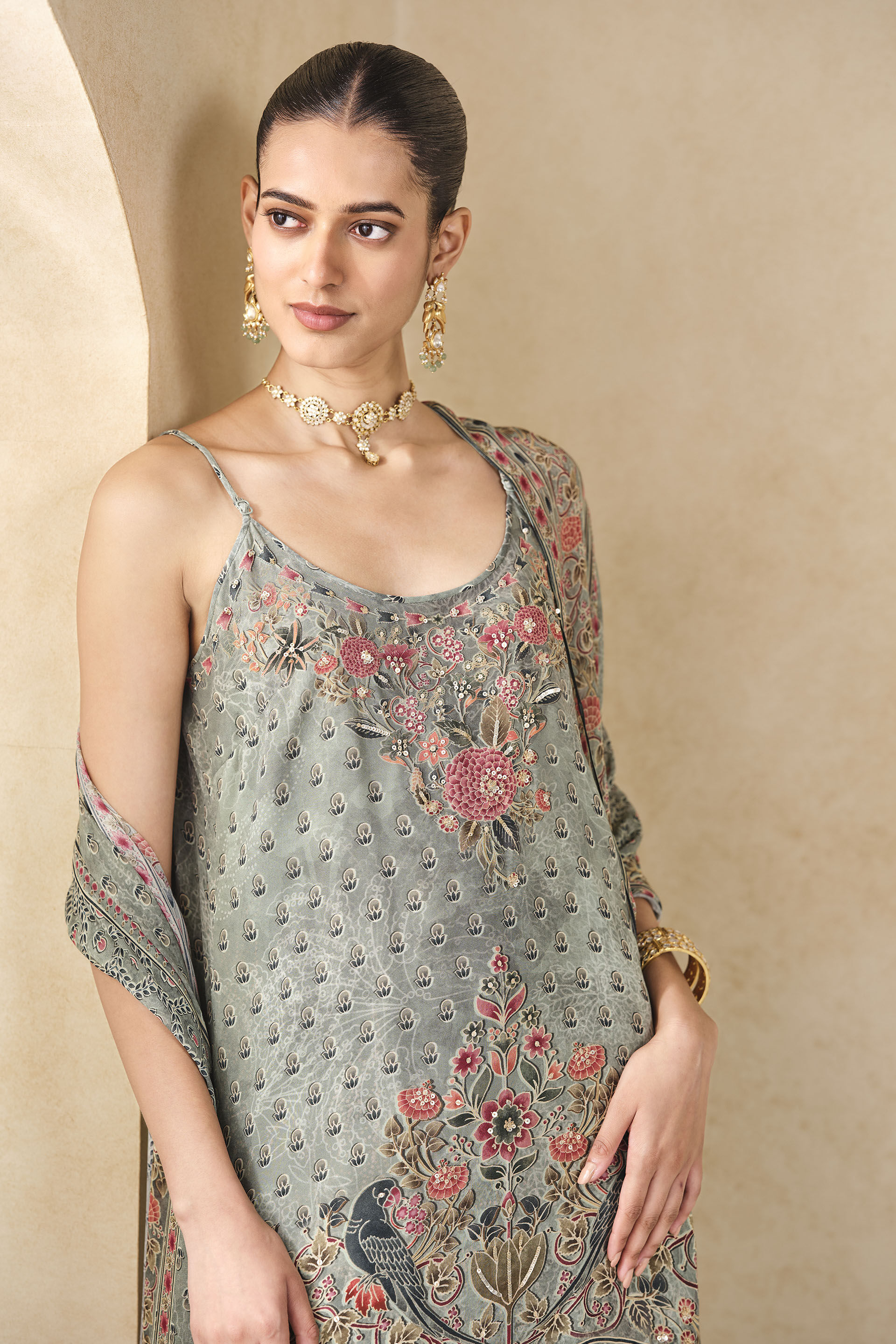 Zeina Printed Sharara Set - Sage, Sage, image 4